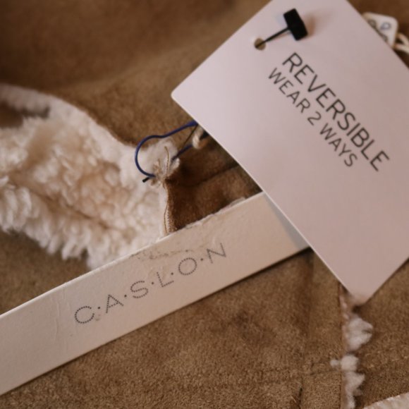 Caslon Reversible Faux Shearling Vest Tan Brown & Cream - Picture 10 of 14